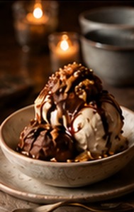 A rocky road dessert with ice cream