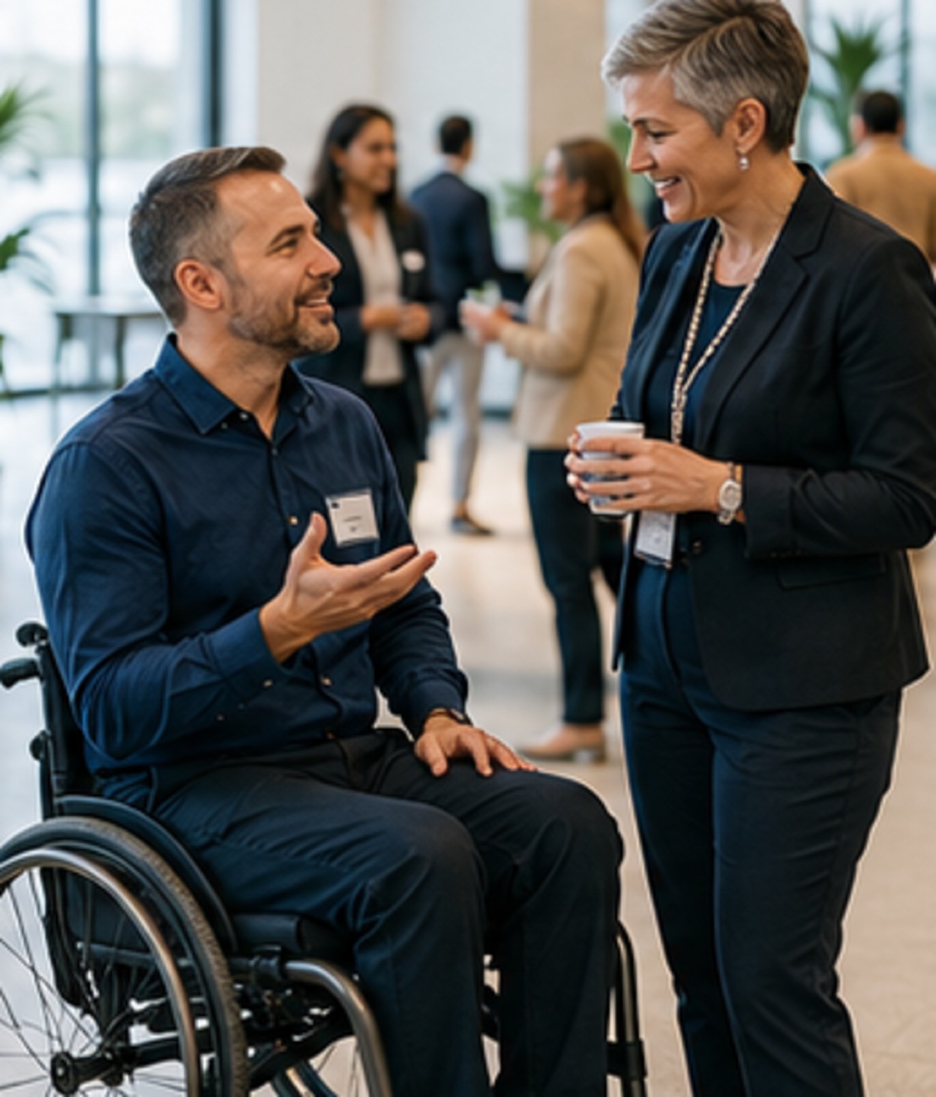 Attendees in a bright venue