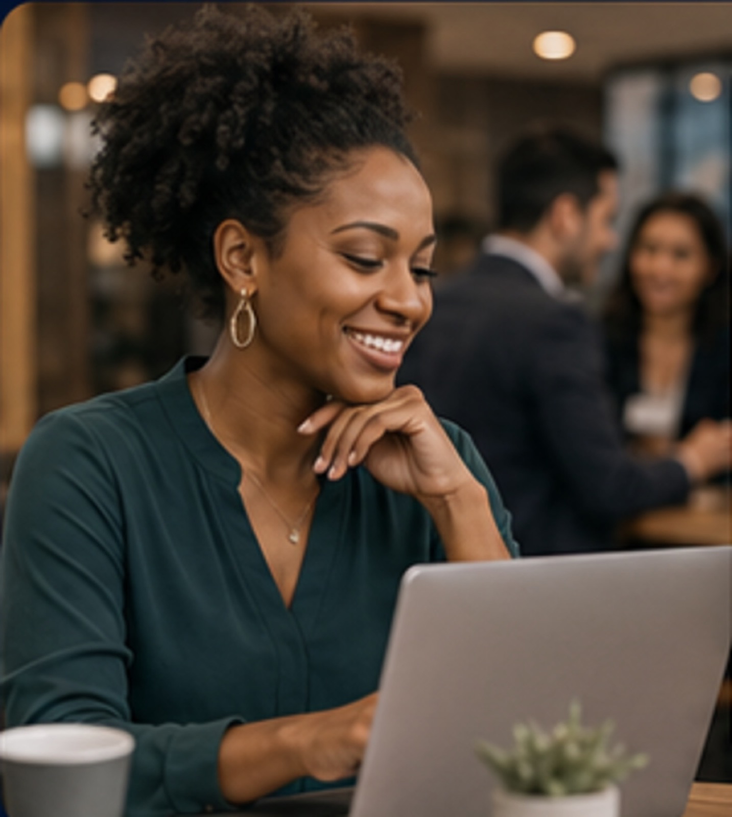 A member browsing events on her laptop