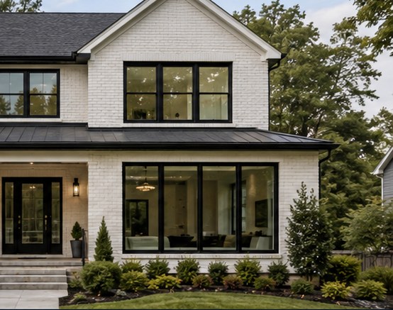A home before and after its window replacement, after